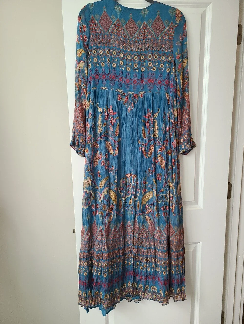 Soft Surroundings Embroidered Aztec Print Maxi Dress